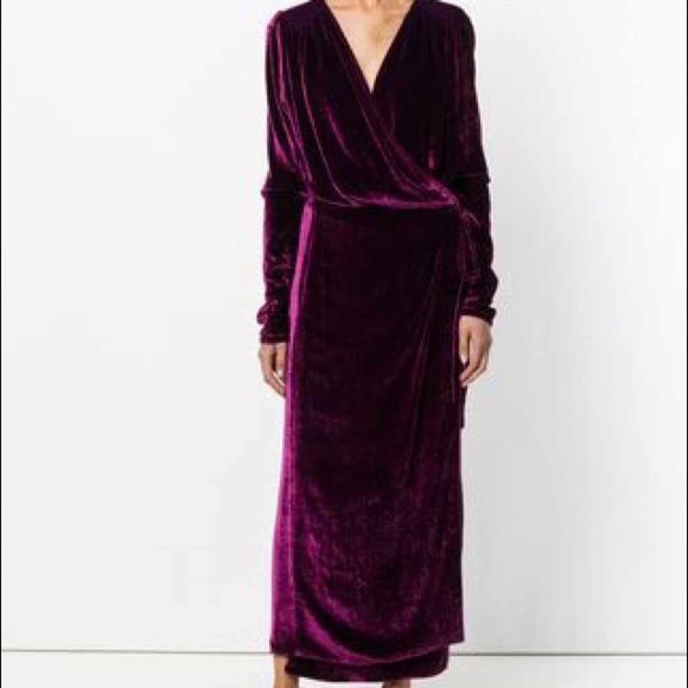 Velvet Wrap Maxi Dress in Deep Plum